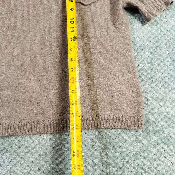 SUSINA Beige Short Sleeve 100% Cashmere Ruffle Sleeve Fitted Blouse Sweater M - Picture 6 of 6
